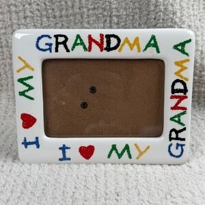 Vintage Fetco‎ I Love My Grandma Ceramic Picture Frame White Primary Colors 5x7